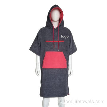 asciugamano poncho con cappuccio con cappuccio da surf di cotone personalizzato